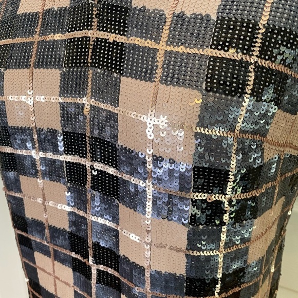 Sample Designer Shift Dress Sequins Plaid Short Sleeve RARE - Picture 6 of 7